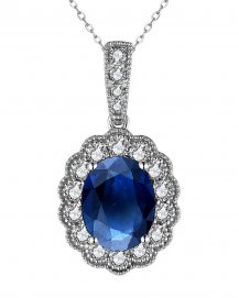 OVAL SAPPHIRE DIAMOND PENDANT (TP2989)
